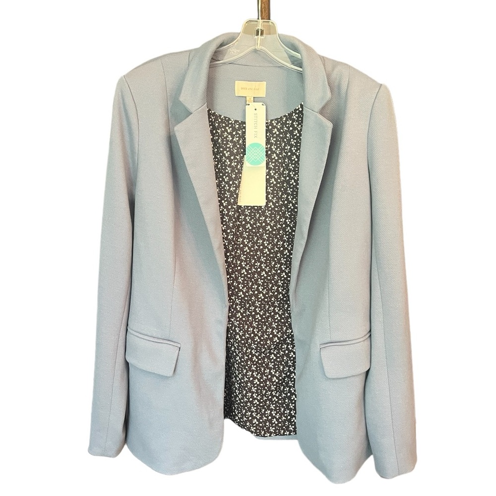 NWT Skies Are Blue Chambray Boyfriend Blazer Light Blue Size M